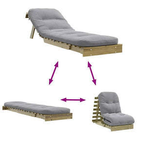 Καναπές Κρεβάτι Futon/Στρώμα 60x206x11 Εμποτισμένο Ξύλο Πεύκου - Pakobazaar