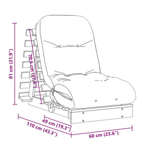 Καναπές Κρεβάτι Futon/Στρώμα 60x206x11 Εμποτισμένο Ξύλο Πεύκου - Pakobazaar