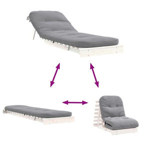 Καναπές Κρεβάτι Futon με Στρώμα 70x206x11 εκ. Μασίφ Ξύλο Πεύκου - Pakobazaar