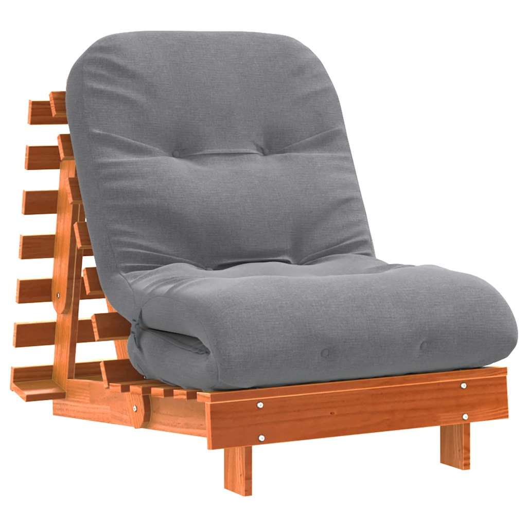 Καναπές Κρεβάτι Futon με Στρώμα 70x206x11 εκ. Μασίφ Ξύλο Πεύκου - Pakobazaar