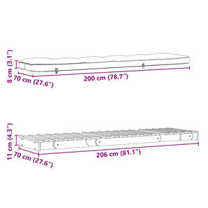Καναπές Κρεβάτι Futon με Στρώμα 70x206x11 εκ. Μασίφ Ξύλο Πεύκου - Pakobazaar