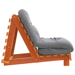 Καναπές Κρεβάτι Futon με Στρώμα 70x206x11 εκ. Μασίφ Ξύλο Πεύκου - Pakobazaar