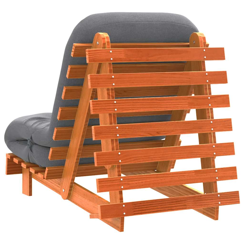 Καναπές Κρεβάτι Futon με Στρώμα 70x206x11 εκ. Μασίφ Ξύλο Πεύκου - Pakobazaar