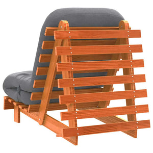 Καναπές Κρεβάτι Futon με Στρώμα 70x206x11 εκ. Μασίφ Ξύλο Πεύκου - Pakobazaar