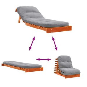Καναπές Κρεβάτι Futon με Στρώμα 70x206x11 εκ. Μασίφ Ξύλο Πεύκου - Pakobazaar