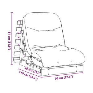 Καναπές Κρεβάτι Futon με Στρώμα 70x206x11 εκ. Μασίφ Ξύλο Πεύκου - Pakobazaar