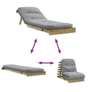 Καναπές Κρεβάτι Futon/Στρώμα 70x206x11 Εμποτισμένο Ξύλο Πεύκου - Pakobazaar