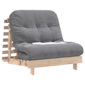Καναπές Κρεβάτι Futon με Στρώμα 80x206x11 εκ. Μασίφ Ξύλο Πεύκου
