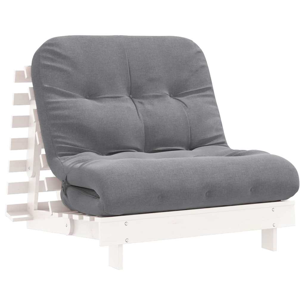 Καναπές Κρεβάτι Futon με Στρώμα 80x206x11 εκ. Μασίφ Ξύλο Πεύκου - Pakobazaar