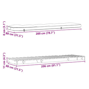 Καναπές Κρεβάτι Futon με Στρώμα 80x206x11 εκ. Μασίφ Ξύλο Πεύκου - Pakobazaar