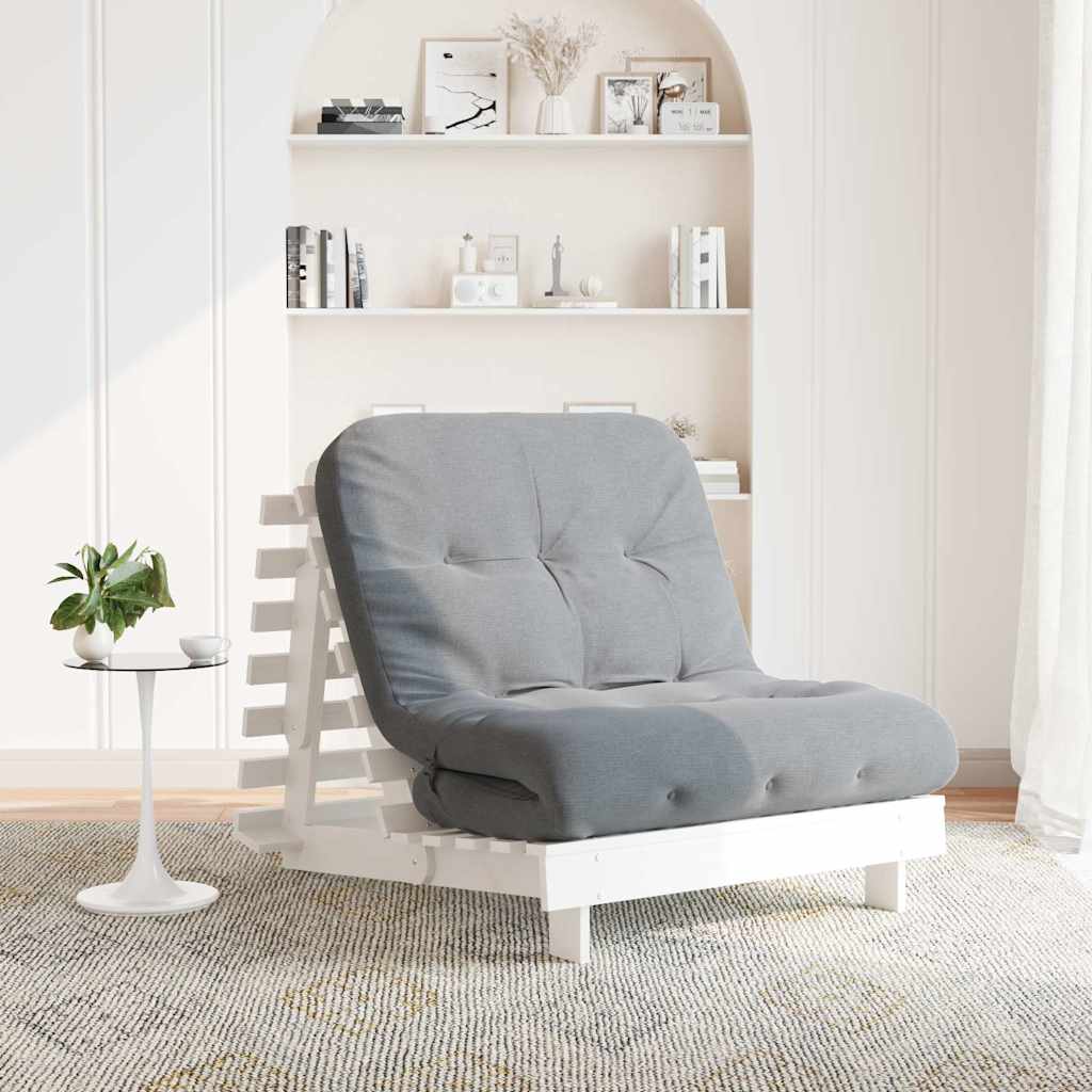 Καναπές Κρεβάτι Futon με Στρώμα 80x206x11 εκ. Μασίφ Ξύλο Πεύκου - Pakobazaar