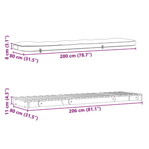 Καναπές Κρεβάτι Futon με Στρώμα 80x206x11 εκ. Μασίφ Ξύλο Πεύκου - Pakobazaar