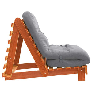 Καναπές Κρεβάτι Futon με Στρώμα 80x206x11 εκ. Μασίφ Ξύλο Πεύκου - Pakobazaar