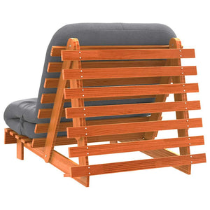 Καναπές Κρεβάτι Futon με Στρώμα 80x206x11 εκ. Μασίφ Ξύλο Πεύκου - Pakobazaar