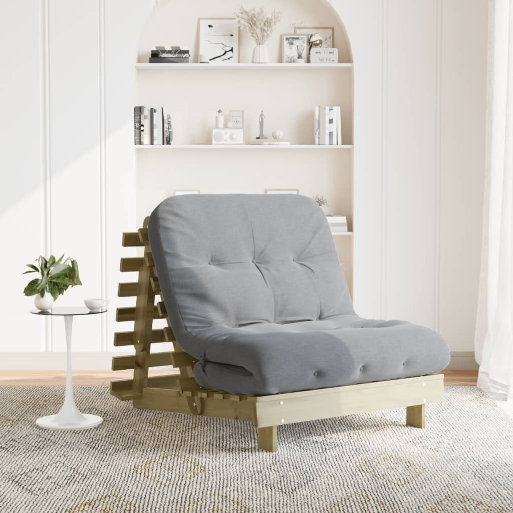 Καναπές Κρεβάτι Futon/Στρώμα 80x206x11 Εμποτισμένο Ξύλο Πεύκου - Pakobazaar