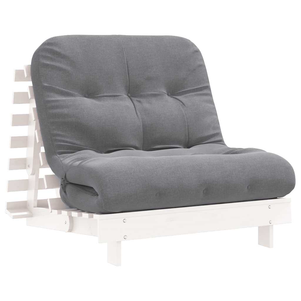 Καναπές Κρεβάτι Futon με Στρώμα 90x206x11 εκ. Μασίφ Ξύλο Πεύκου - Pakobazaar