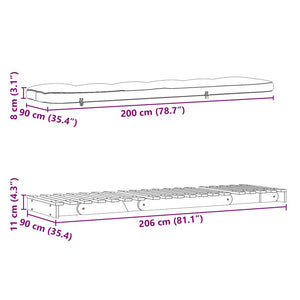 Καναπές Κρεβάτι Futon με Στρώμα 90x206x11 εκ. Μασίφ Ξύλο Πεύκου - Pakobazaar