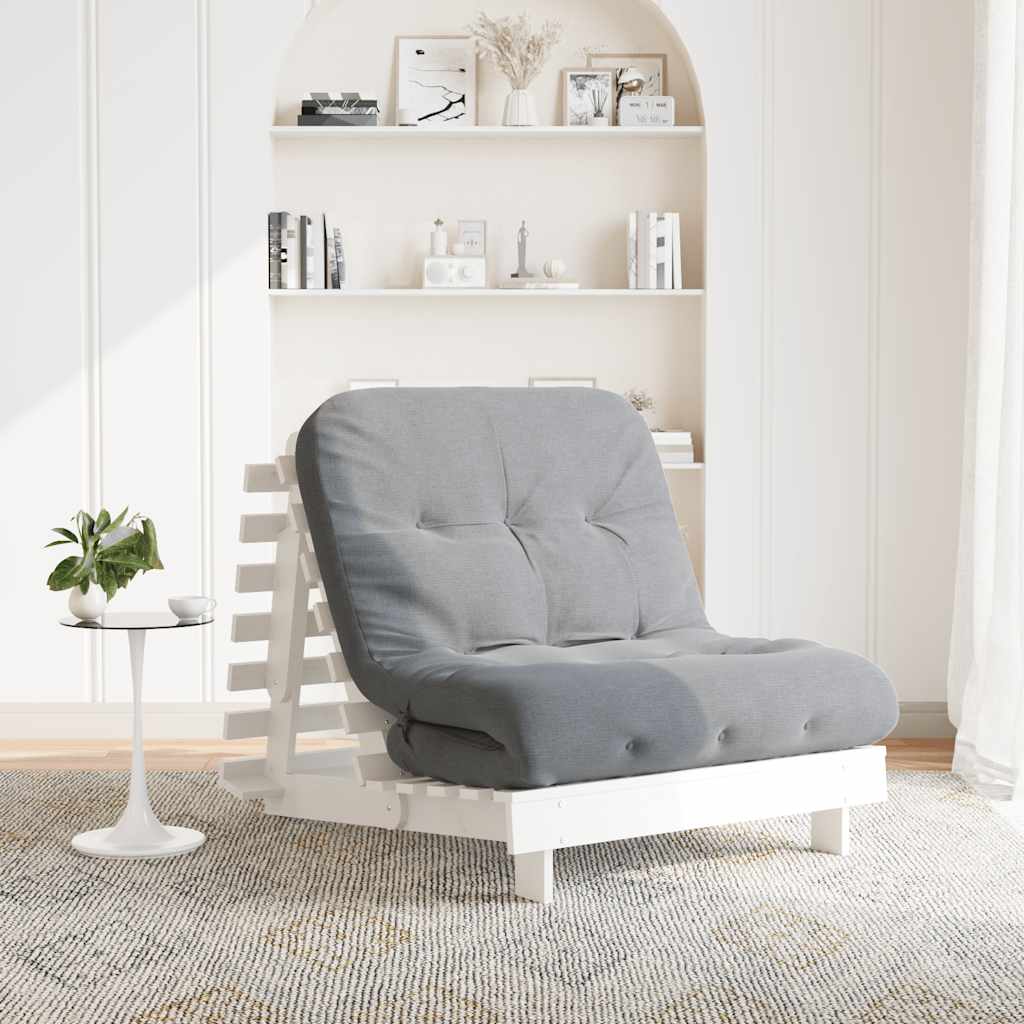 Καναπές Κρεβάτι Futon με Στρώμα 90x206x11 εκ. Μασίφ Ξύλο Πεύκου - Pakobazaar