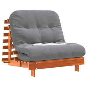 Καναπές Κρεβάτι Futon με Στρώμα 90x206x11 εκ. Μασίφ Ξύλο Πεύκου - Pakobazaar