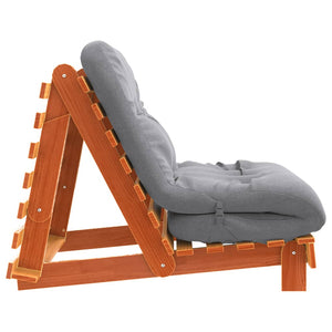 Καναπές Κρεβάτι Futon με Στρώμα 90x206x11 εκ. Μασίφ Ξύλο Πεύκου - Pakobazaar