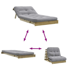 Καναπές Κρεβάτι Futon/Στρώμα 90x206x11 Εμποτισμένο Ξύλο Πεύκου - Pakobazaar