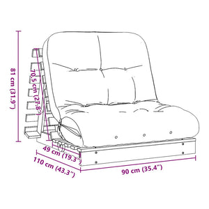 Καναπές Κρεβάτι Futon/Στρώμα 90x206x11 Εμποτισμένο Ξύλο Πεύκου - Pakobazaar