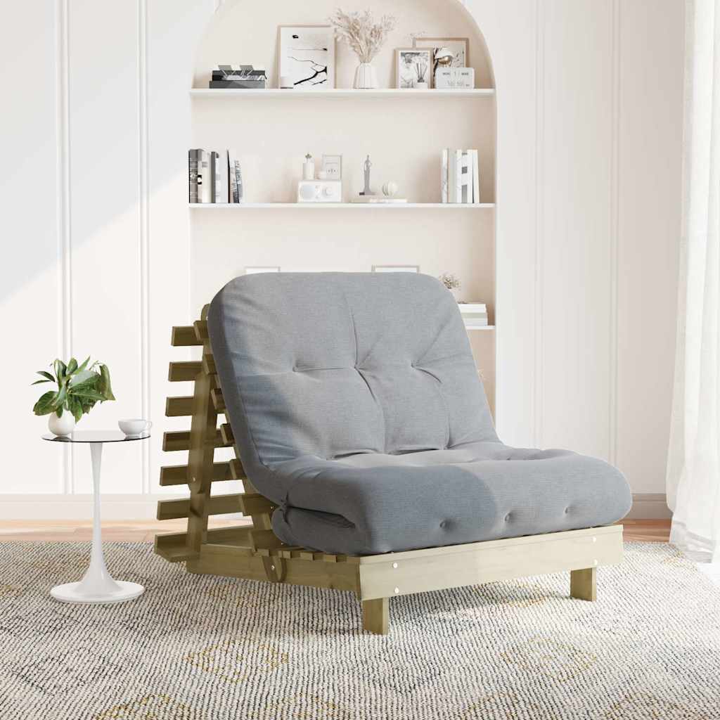 Καναπές Κρεβάτι Futon/Στρώμα 90x206x11 Εμποτισμένο Ξύλο Πεύκου - Pakobazaar