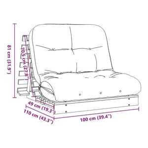 Καναπές Κρεβάτι Futon/Στρώμα 100x206x11 Μασίφ Ξύλο Ψευδοτσούγκα