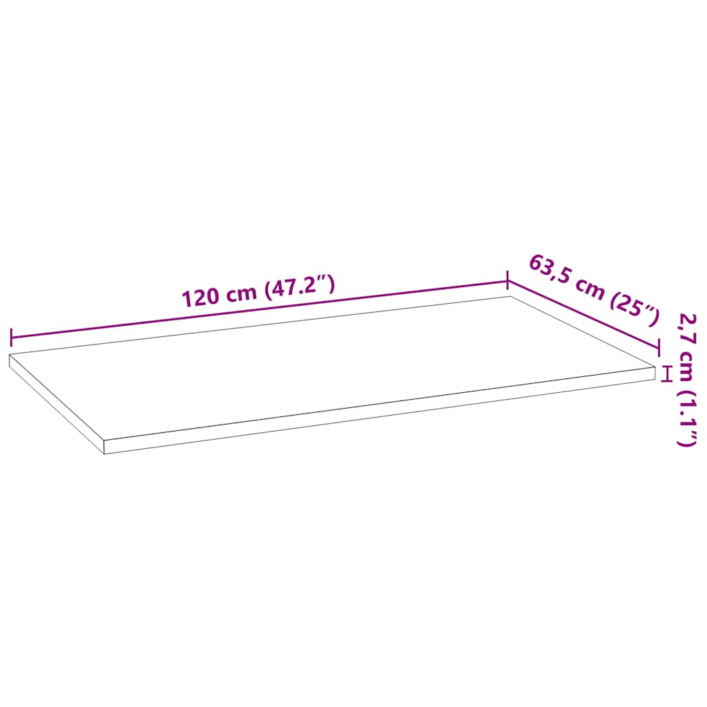 πάγκος εργασίας κουζίνας 120x63,5x2,7 εκ. στερεό δρυς ορθογώνιο