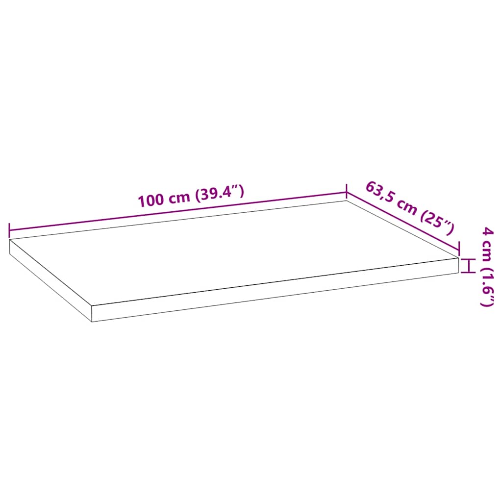 πάγκος εργασίας κουζίνας 100x63,5x4 εκ. στερεό δρυς ορθογώνιο