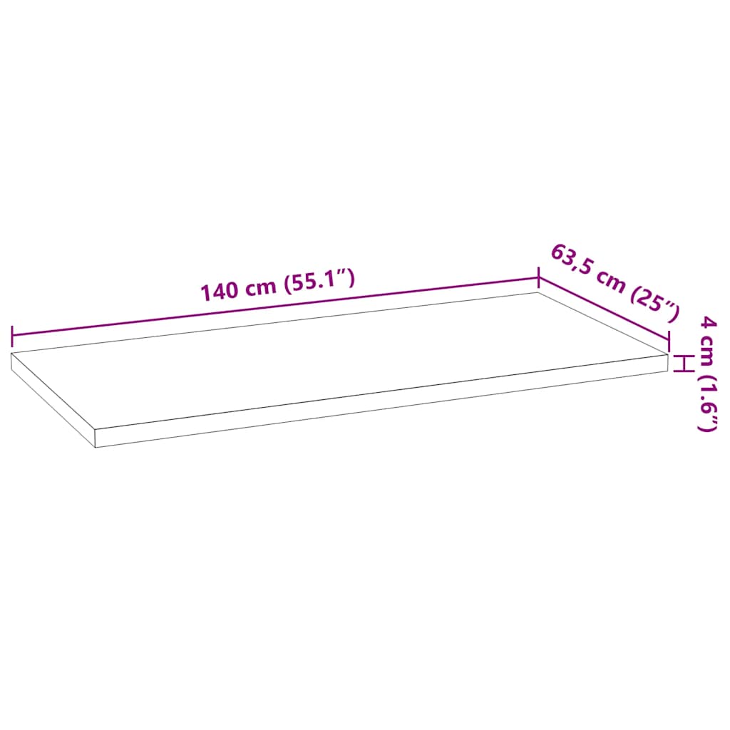 πάγκος εργασίας κουζίνας 140x63,5x4 εκ. στερεό δρυς ορθογώνιο