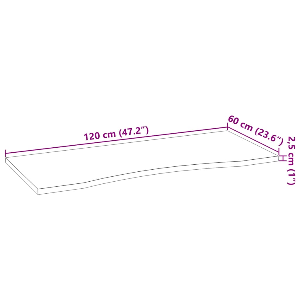 Επιφάνεια Τραπεζιού Ορθογώνιος 120x60x2,5 εκ. Μασίφ Ξύλο Δρυός - Pakobazaar