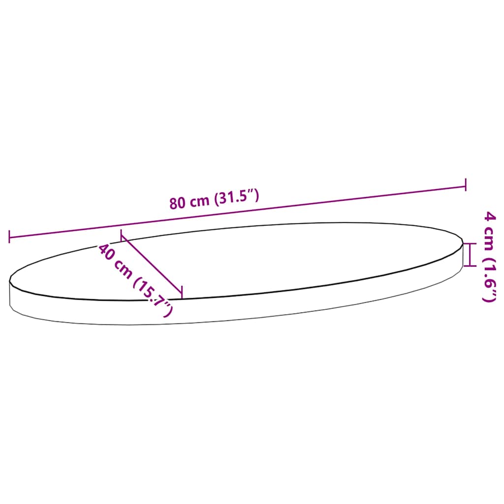Επιτραπέζια επιφάνεια Σκούρο Καφέ 80x40x4 εκ. Ξύλο Δρυός Οβάλ