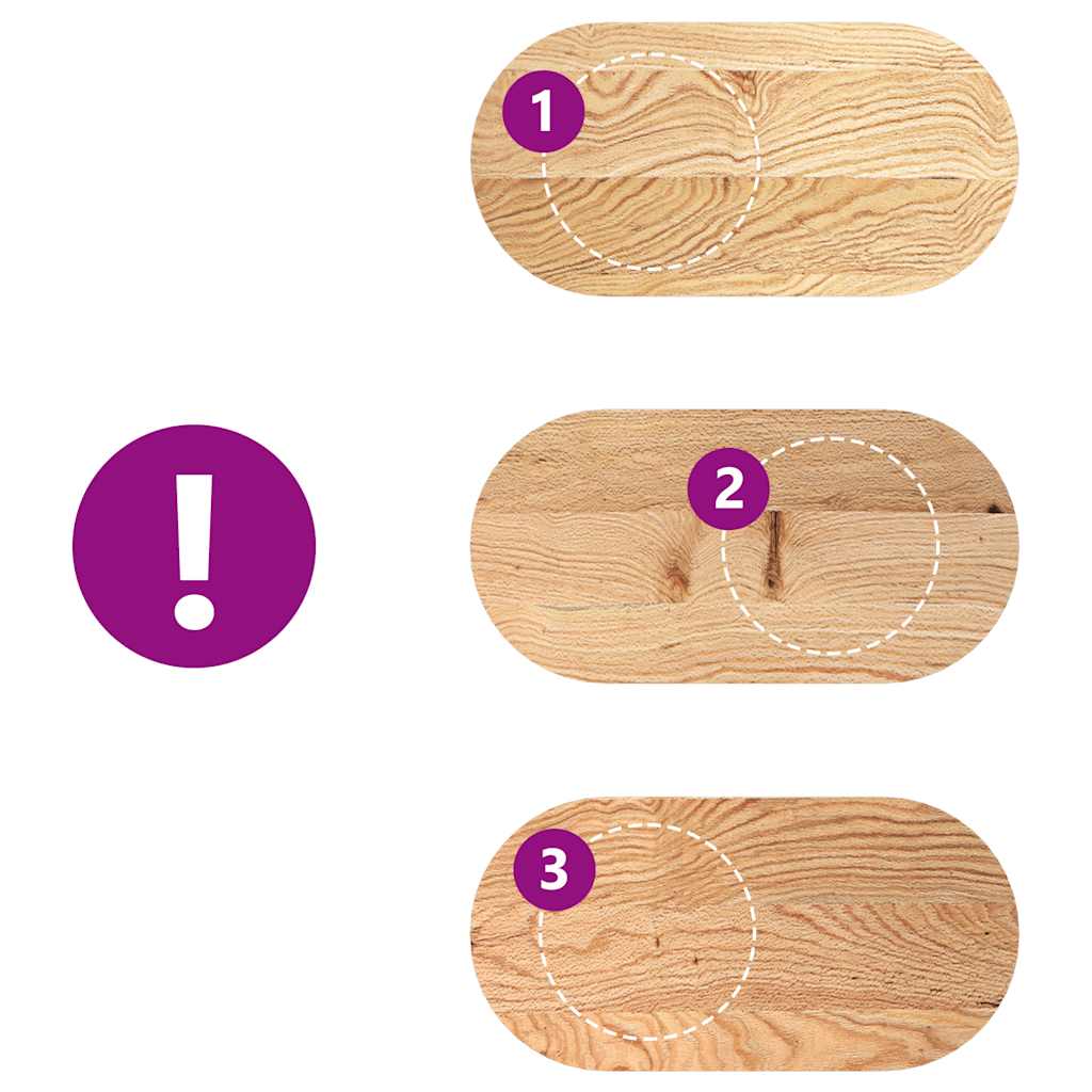 Επιτραπέζια επιφάνεια 80x40x2 cm μασίφ ξύλο δρυς οβάλ