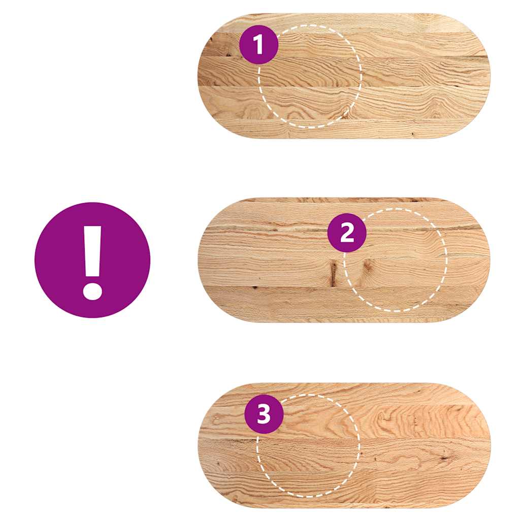 Επιτραπέζια επιφάνεια 140x60x4 εκ. από Μασίφ Ξύλο Δρυός Οβάλ