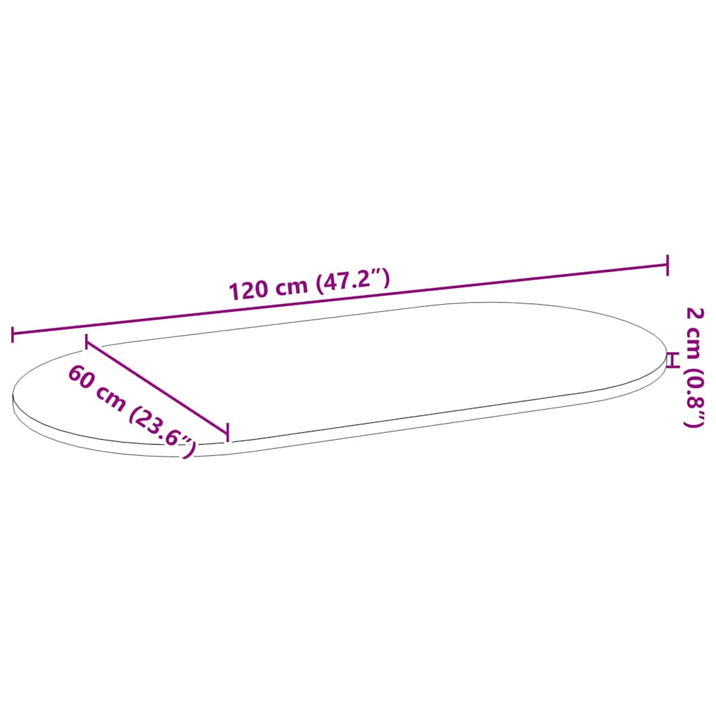 Επιτραπέζια επιφάνεια Ανοιχτό Καφέ 120x60x2 εκ. Ξύλο Δρυός Οβάλ