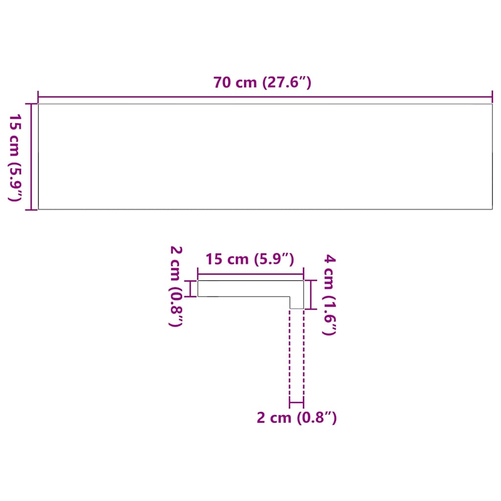Περβάζια Παραθύρων 2 τεμ. Ακατέργαστα 70x15x2 εκ. Μασίφ Δρυς - Pakobazaar