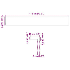 Περβάζια Παραθύρων 2 τεμ. Ακατέργαστα 110x15x2 εκ. Μασίφ Δρυς - Pakobazaar