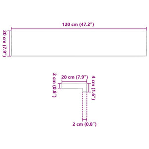 Περβάζια παραθύρων 2 τεμ. 120x20x2 εκ. Ακατέργαστο Μασίφ Δρυός