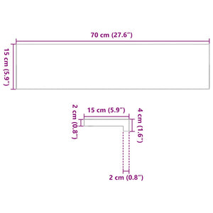 Περβάζια παραθύρων 2 τεμ. Αν. Καφέ 70x15x2 εκ. Μασίφ Ξύλο Δρυός
