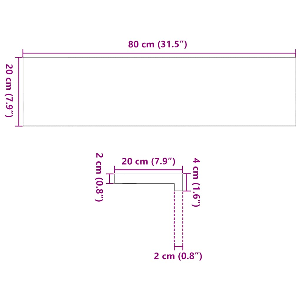 Περβάζια παραθύρων 2 τεμ. Αν. Καφέ 80x20x2 εκ. Μασίφ Ξύλο Δρυός