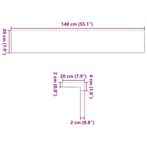 Περβάζια παραθύρων 2 τεμ. Αν. Καφέ 140x20x2εκ. Μασίφ Ξύλο Δρυός