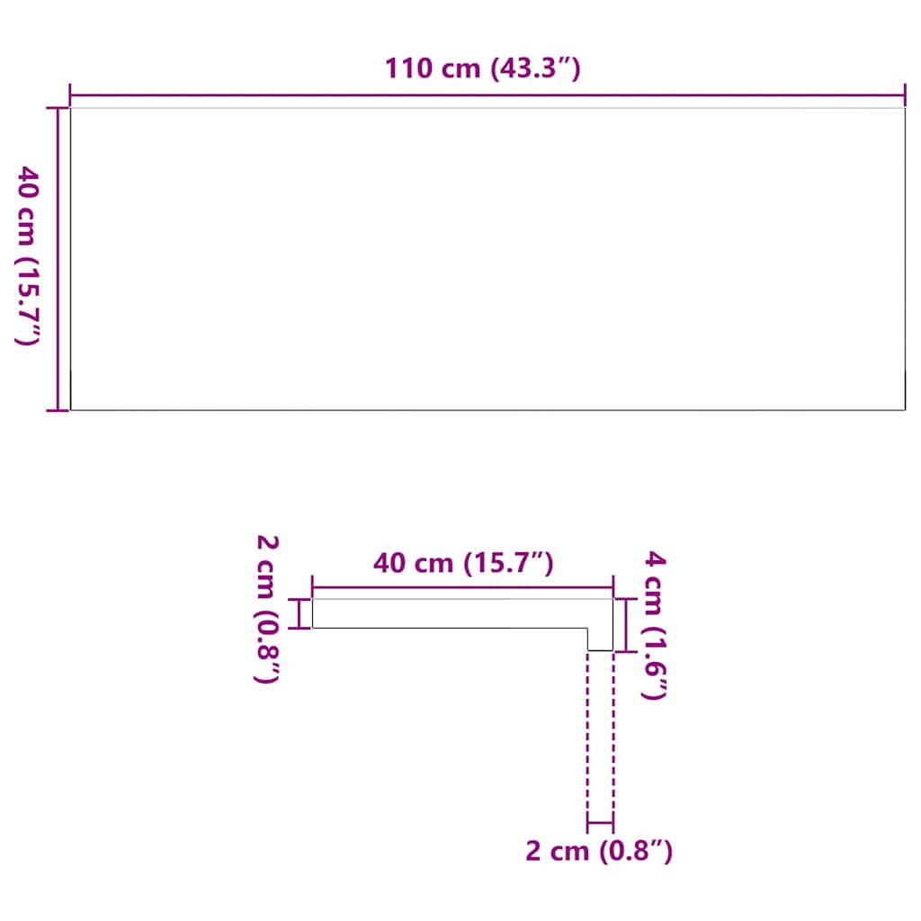Περβάζια παραθύρων 2 τεμ. Αν. Καφέ 110x40x2εκ. Μασίφ Ξύλο Δρυός