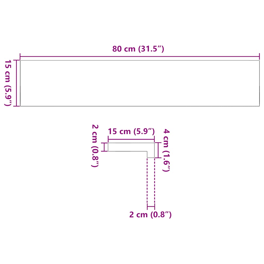 Περβάζια παραθύρων 2 τεμ. Καφέ-Μαύρο 80x15x2 εκ. Μασίφ Ξύλο Δρυός