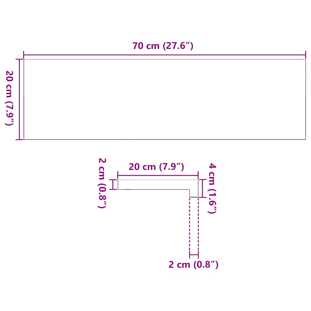 Περβάζια παραθύρων 2 τεμ. Καφέ-Μαύρο 70x20x2 εκ. Μασίφ Ξύλο Δρυός