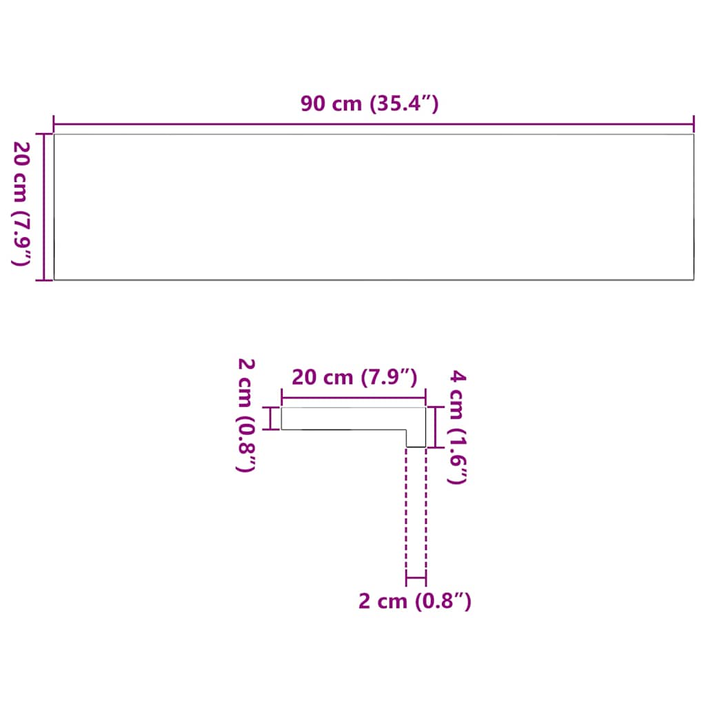 Περβάζια παραθύρων 2 τεμ. Καφέ-Μαύρο 90x20x2 εκ. Μασίφ Ξύλο Δρυός