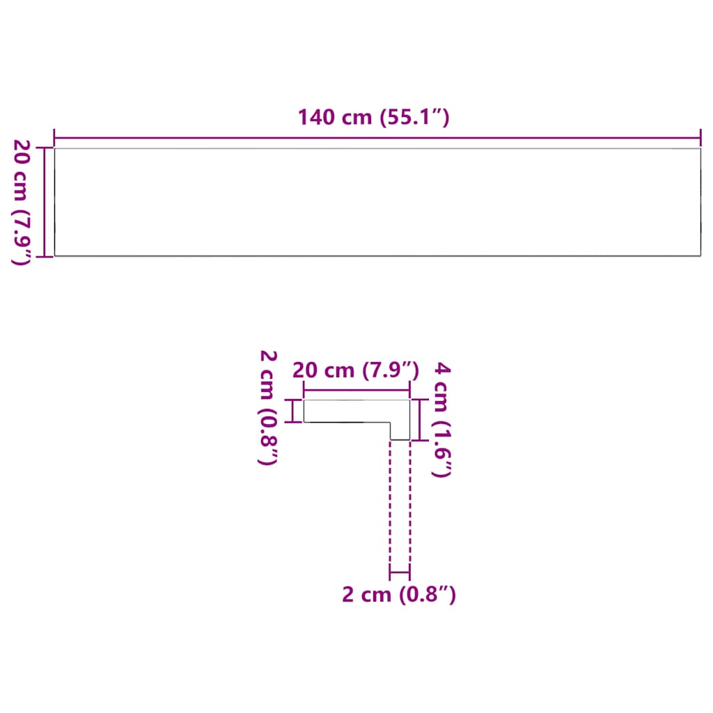 Περβάζια παραθύρων 2 τεμ. Καφέ-Μαύρο 140x20x2εκ. Μασίφ Ξύλο Δρυός