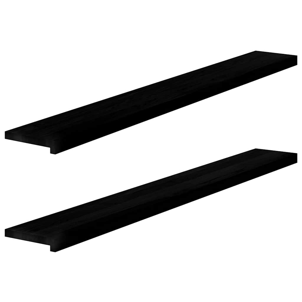 Περβάζια παραθύρων 2 τεμ. Καφέ-Μαύρο 160x20x2εκ. Μασίφ Ξύλο Δρυός