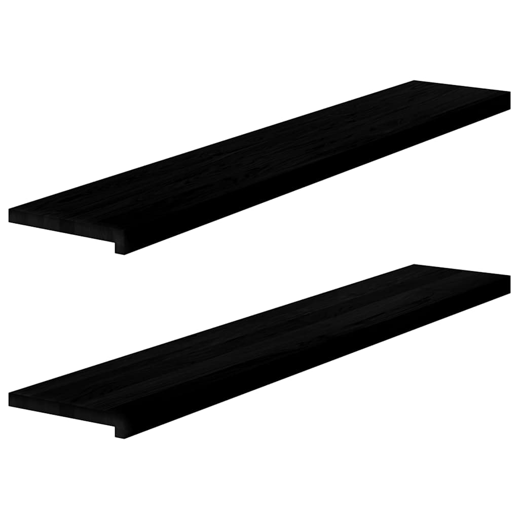 Περβάζια παραθύρων 2 τεμ. Καφέ-Μαύρο 140x25x2εκ. Μασίφ Ξύλο Δρυός