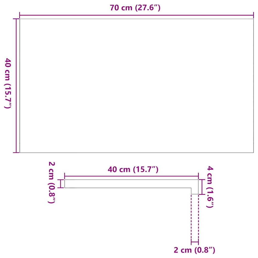 Περβάζια παραθύρων 2 τεμ. Καφέ-Μαύρο 70x40x2 εκ. Μασίφ Ξύλο Δρυός
